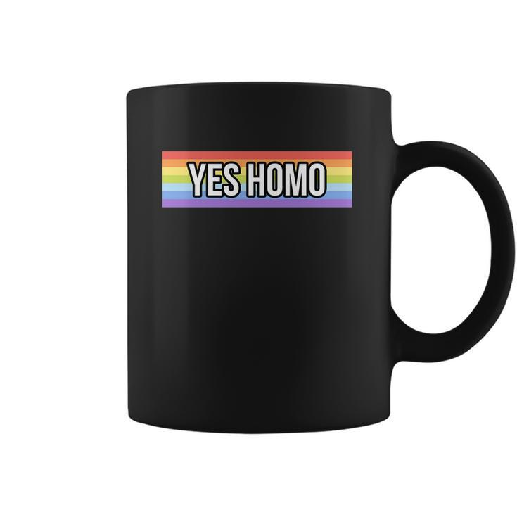 Yes Homo Gift Funny Gay Pride Month Meaningful Gift Graphic Design Printed Casual Daily Basic Coffee Mug