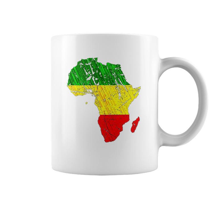 Africa Map Reggae Rasta Print Green Yellow Red Africa Pride Coffee Mug