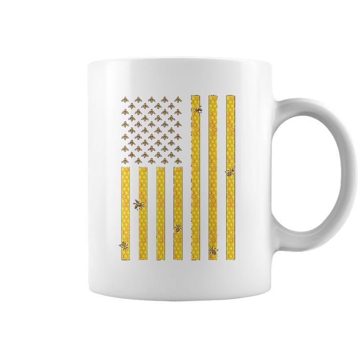 American Flag Honeycomb Honey Bee Coffee Mug