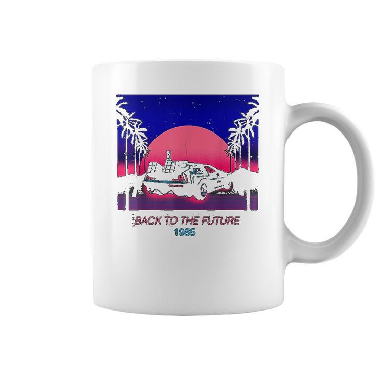 Back To The Future 1985 Neon Delorean Sunset Graphic Coffee Mug