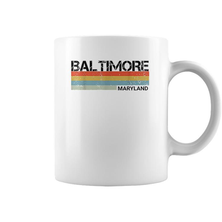 Baltimore Maryland Retro Vintage 80S Stripes Coffee Mug