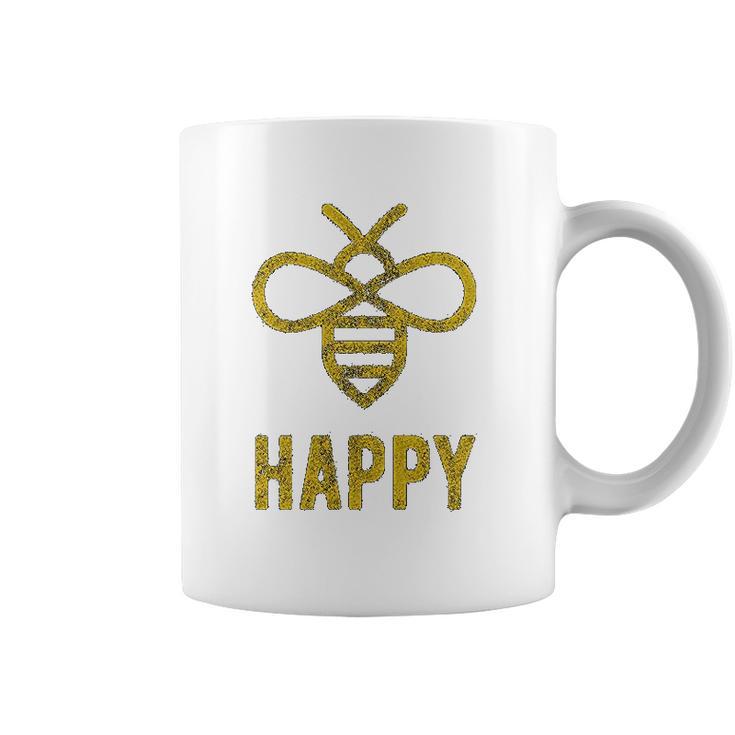 Bee Happy  Funny Vintage Graphic Honey Bumblebee Coffee Mug