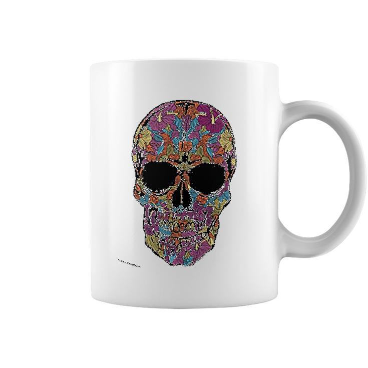 Black Flower Sugar Skull Day Of Dead Coffee Mug