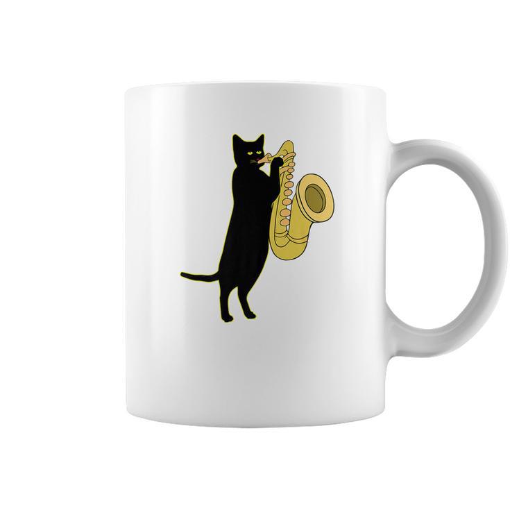 Cat Playing Saxophone Shirt Cool Wind Instrument Sax Gift Coffee Mug