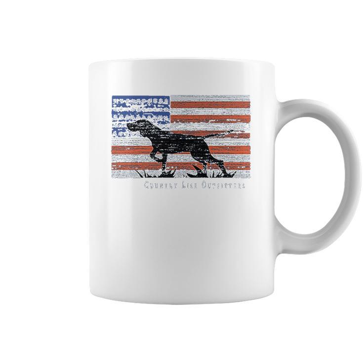 Country Life Outfitters Pointer Dog Americaan Flag Coffee Mug