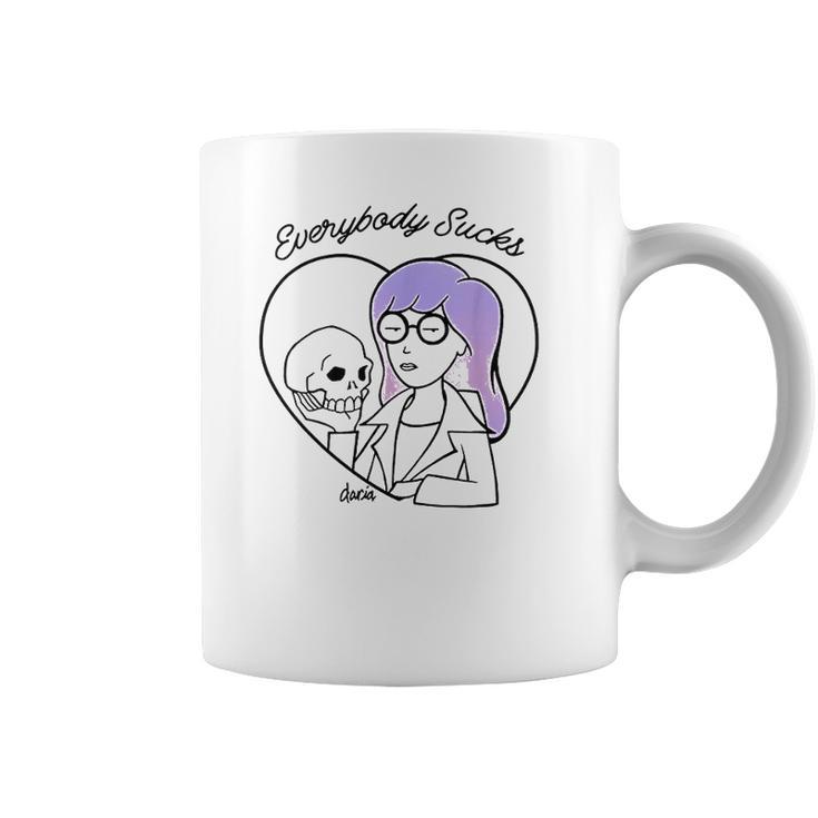 Daria Everybody Macbeth Skull Heart Purple Hair Coffee Mug