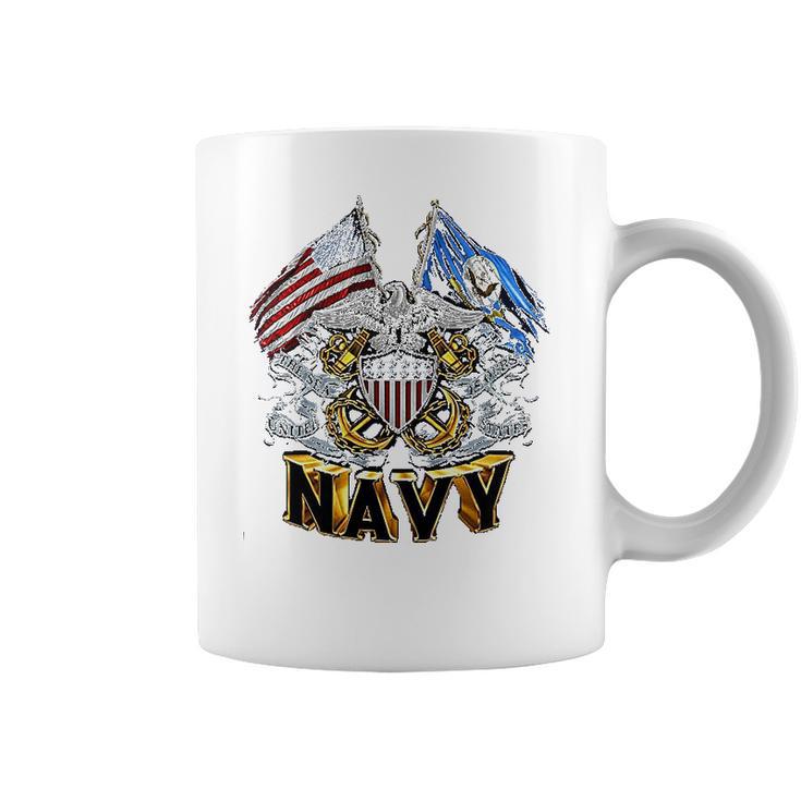 Double Flag Usn Navy Coffee Mug