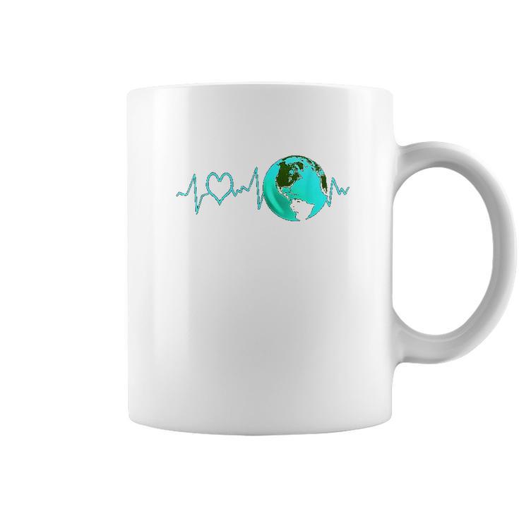 Earth Day Heartbeat Recycling Climate Change Activism Gift Coffee Mug