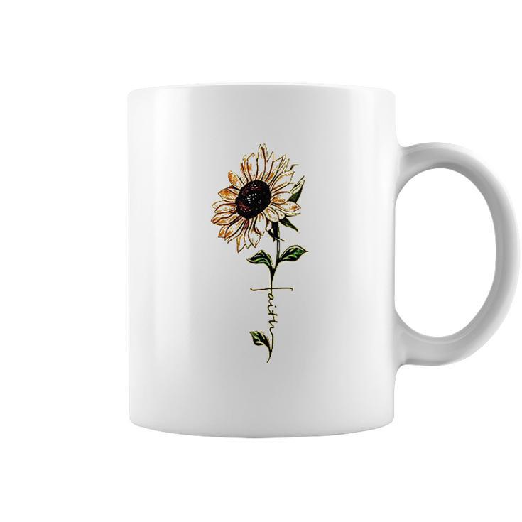 Foulian Sunflower Faith Cross Faith Christian Coffee Mug