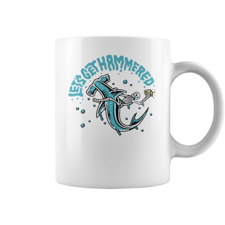 Funny Hammerhead Shark Drinking Pun Lets Get Hammered Party  V2 Coffee Mug