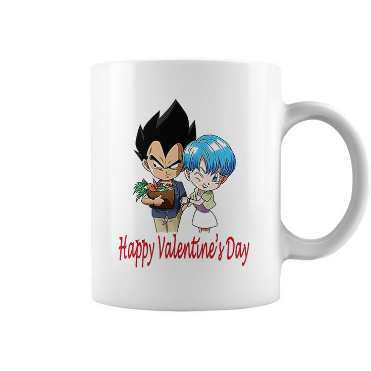 Happy Valentine Day Vegeta And Bulma Couple Coffee Mug