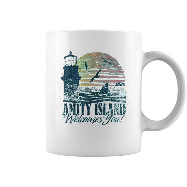 Jaws Amity Island Welcomes You Lighthouse Mahi Heather Coffee Mug