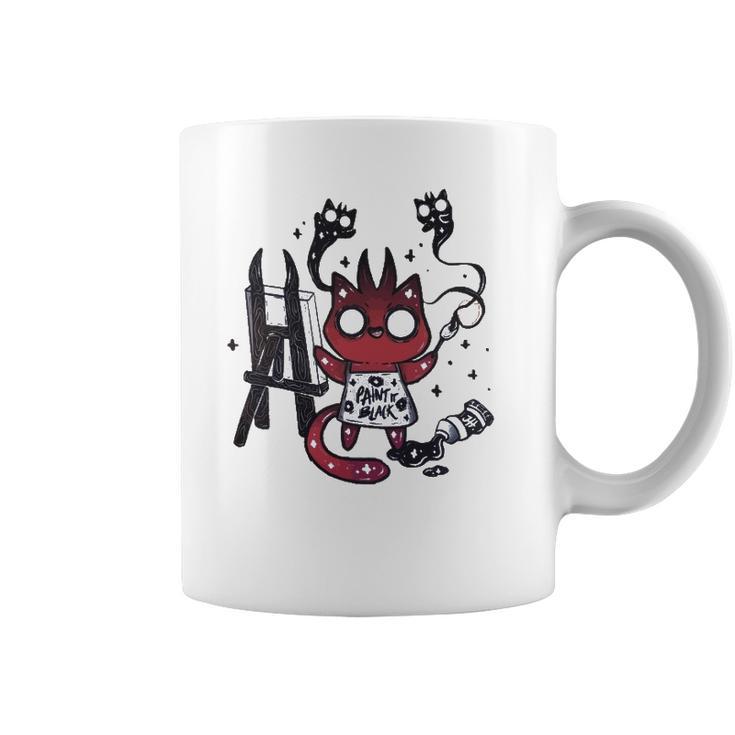 Kawaii Pastel Goth Art Devilish Cute Cat Demon Painting Coffee Mug