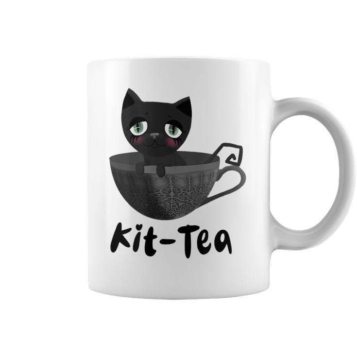 Kit-Tea Cat Lovers Creepy Kawaii Pastel Goth Kitten Teacup Coffee Mug