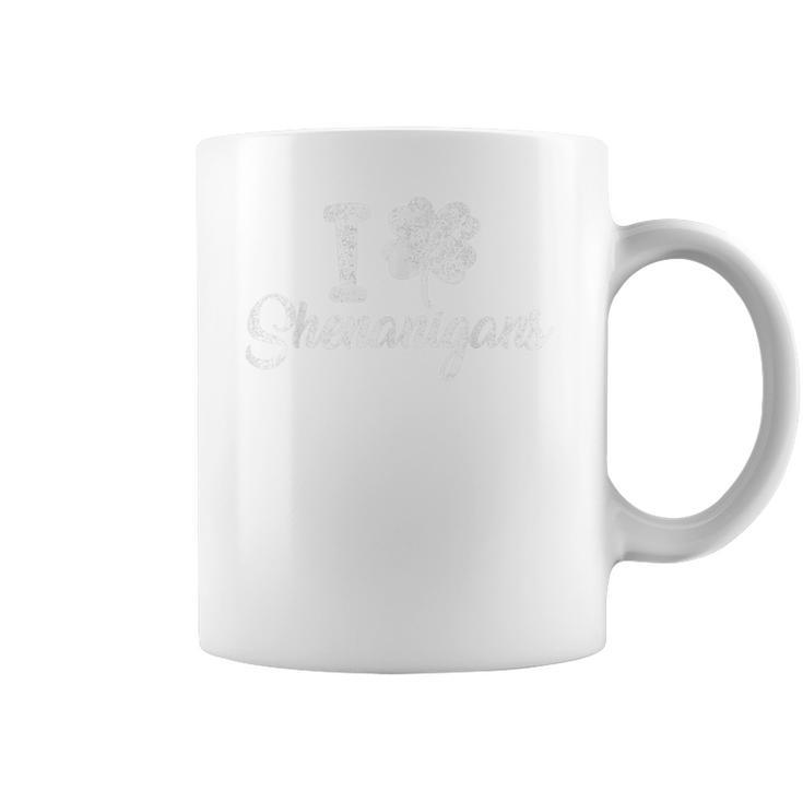 I Love Shenanigans Clover Shamrock Funny St Patricks Day Coffee Mug