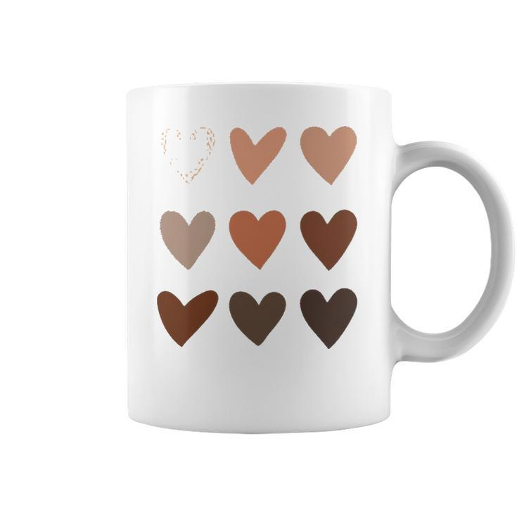 Melanin Skin Tone Hearts Be Kind Black History Month Coffee Mug