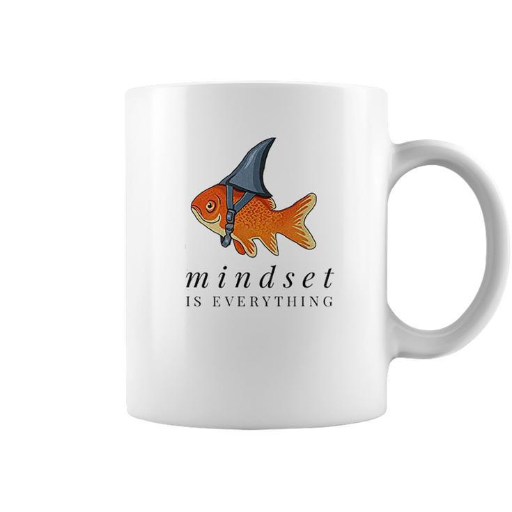 Mindset Motivational Quote Cute Goldfish Shark Coffee Mug