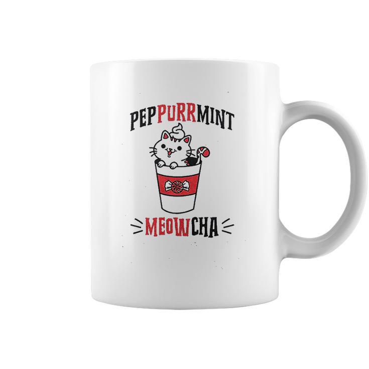 Peppurrmint Meowcha Funny Christmas Cat Peppermint Mocha Coffee Coffee Mug