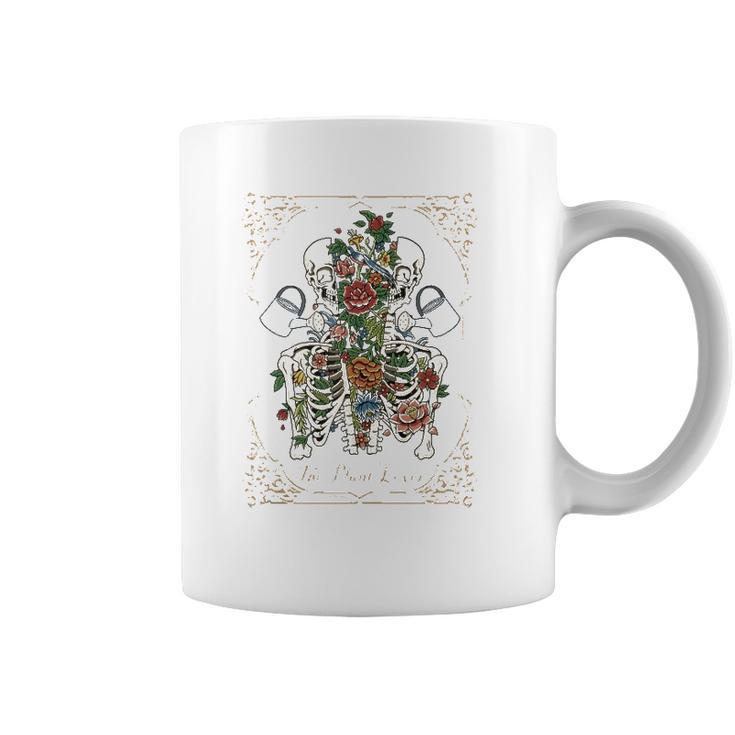 The Plant Lover Tarot Card Skeleton Skull Flowers Plants Coffee Mug