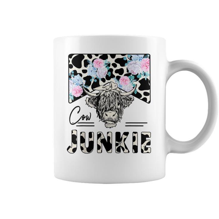 Retro Cow Junkie Highland Cow Floral Western Country Cowgirl Coffee Mug