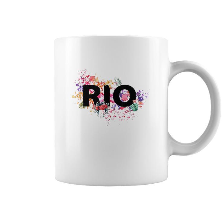 Rio De Janeiro Brazil Vacation With Tropical Hibiscus Flower Coffee Mug