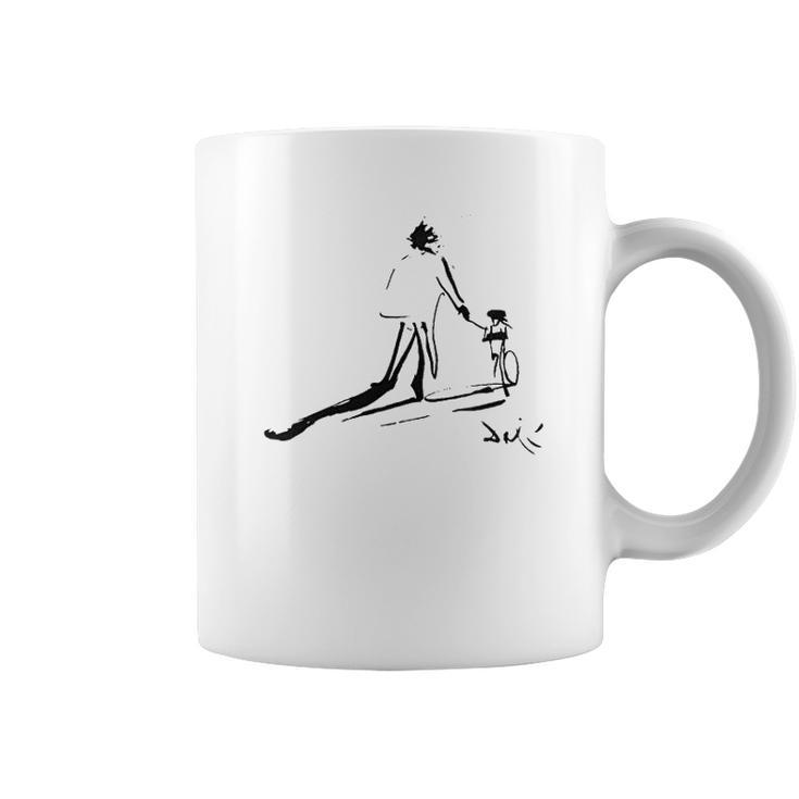 Salvador Dali Sketch Childhood With Father Riding A Bike 1971 Coffee Mug