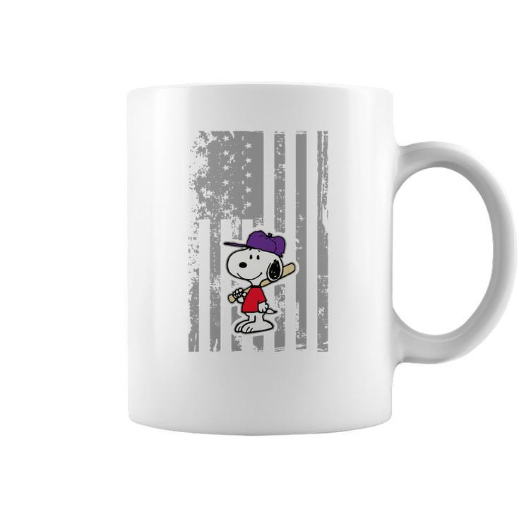 Snoopy Playing Baseball Snoopy Usa Flag T-Shirt Coffee Mug