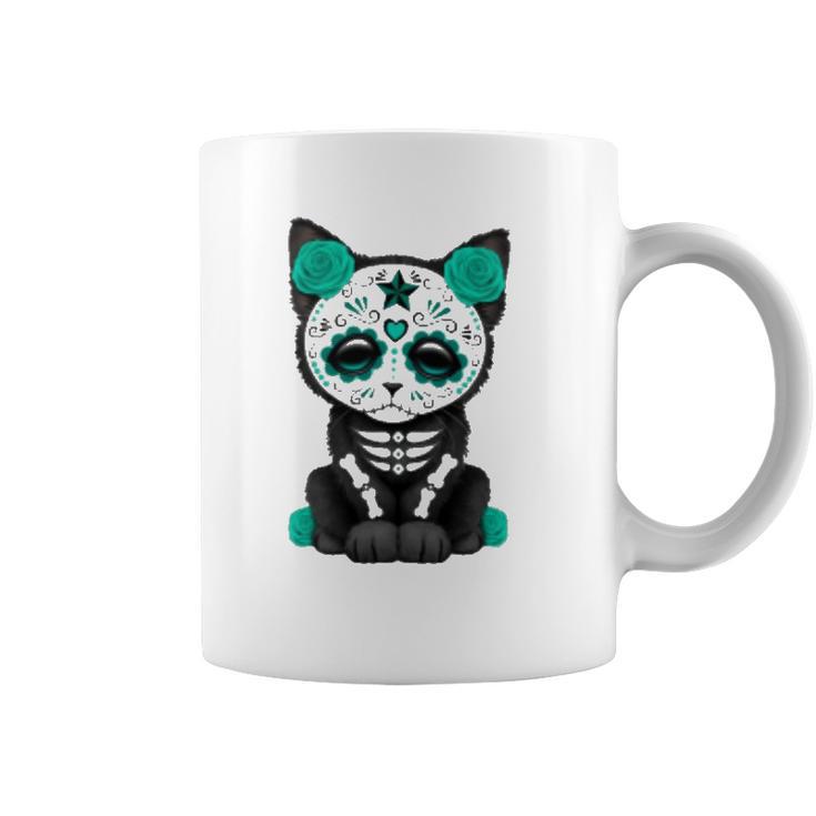 Sugar Skull Cat Day Of The Dead Cat Coffee Mug