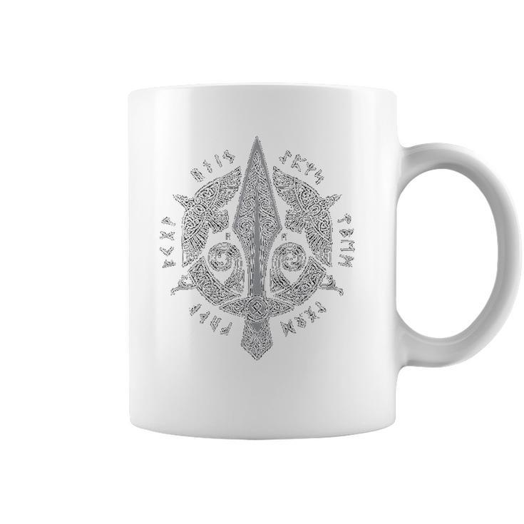 Viking Spear Odin Raven Knot Scandinavian Runes Coffee Mug