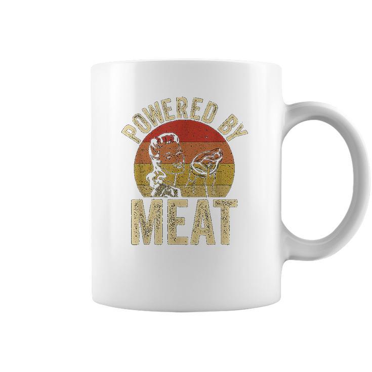 Vintage Powered By Meat Carnivore Woman Meat Eater Coffee Mug