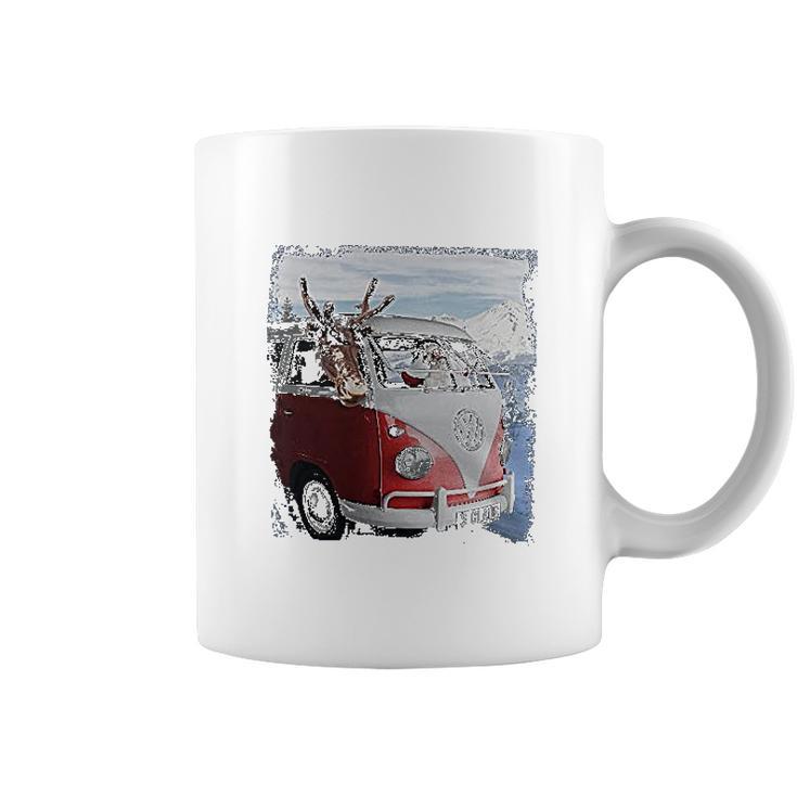 Volkswagen Santa And Reindeer Camper Van Coffee Mug