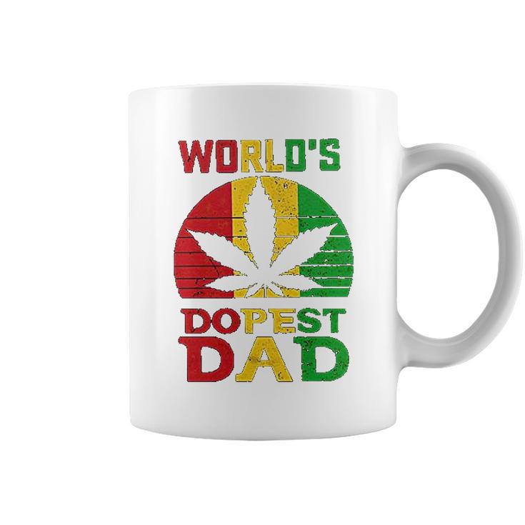 Weed Worlds Dopest Dad Funny Leaf Cool Vintage Coffee Mug