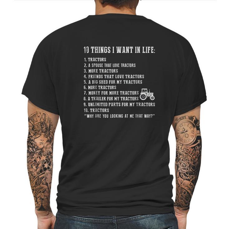 10 Things I Want In Life And All That Is Tractor Mens Back Print T-shirt