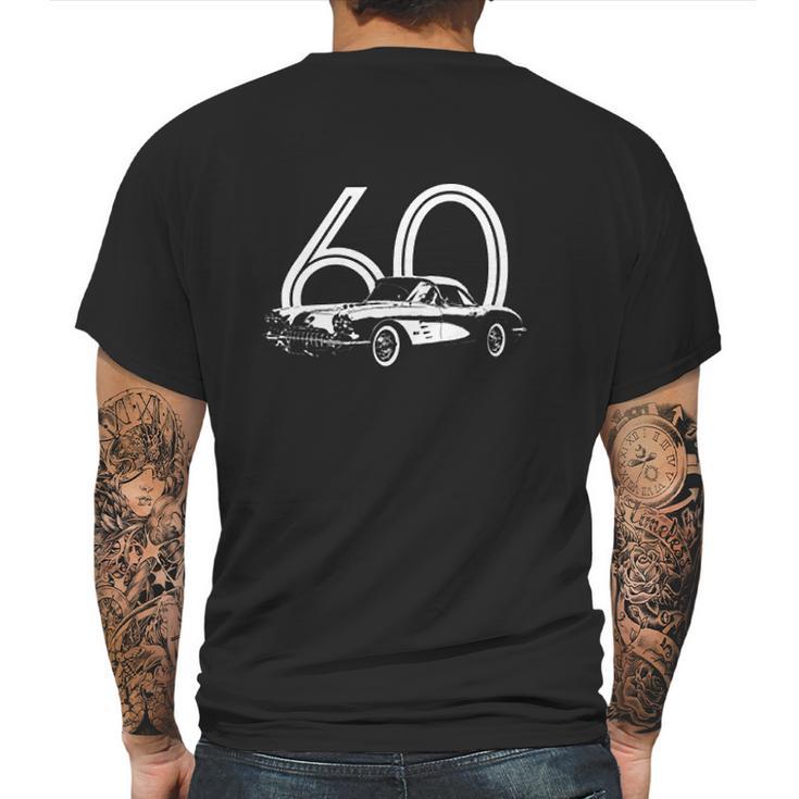 1960 Corvette Three Quarter Side View With Year Dark Color Mens Back Print T-shirt