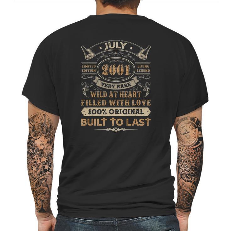 20Th Birthday Gifts 20 Years Old Retro Born In July 2001 Ver2 Mens Back Print T-shirt