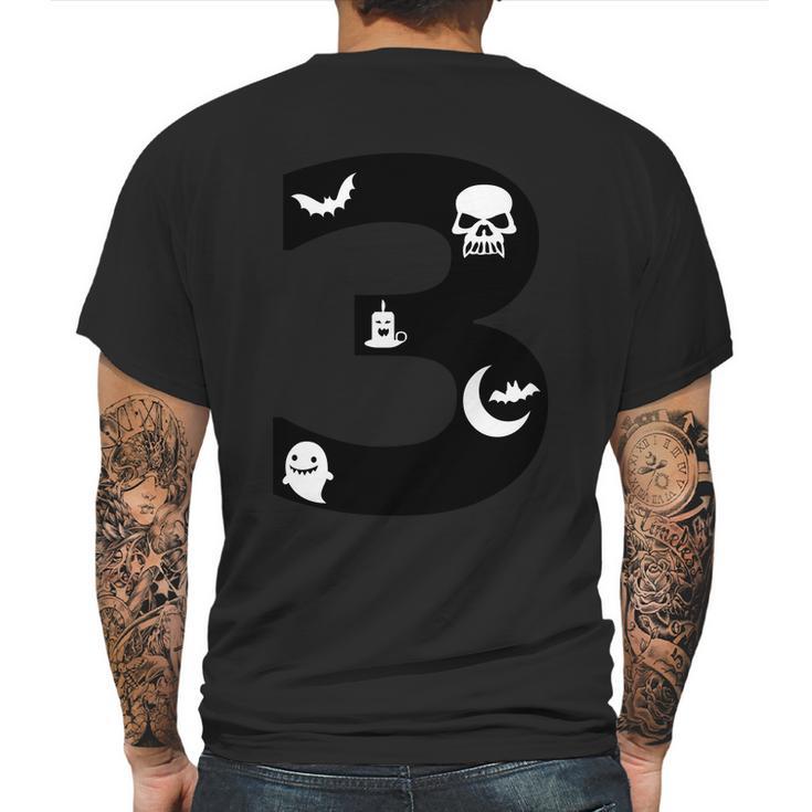 3 Name Charater Dracula Skullcap Candle Bat Moon Ghost Halloween Boo Mens Back Print T-shirt