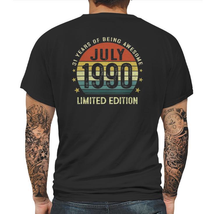 31 Years Old Vintage July 1990 Limited Edition 31St Birthday Mens Back Print T-shirt