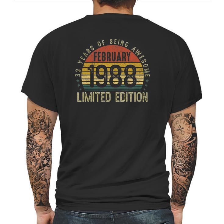 33 Years Old Born In February 1988 Outfit 33Rd Birthday Gift Mens Back Print T-shirt