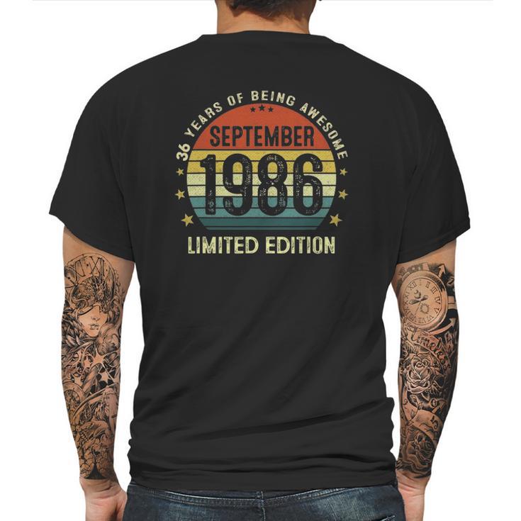 36 Years Old Birthday Vintage September 1986 Limited Edition Mens Back Print T-shirt