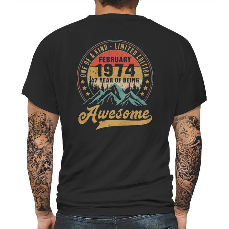 47Th Birthday Gift 47 Years Old Retro Vintage February 1974 Ver2 Mens Back Print T-shirt