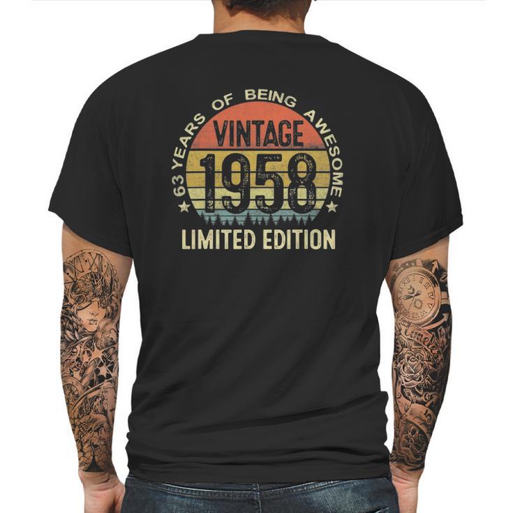 63 Years Old Vintage Limited Edition 1958 63Th Birthday Mens Back Print T-shirt