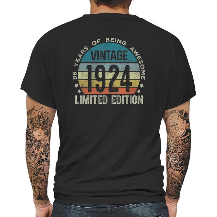 98 Years Old Gifts Vintage 1924 Limited Edition 98Th Birthday Mens Back Print T-shirt