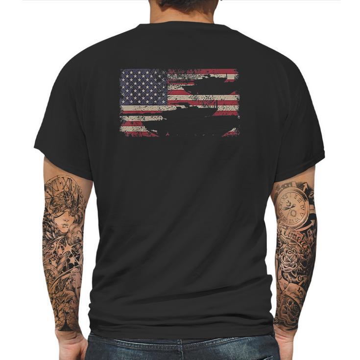 Abrams Battle Tank Usa Flag Gift Mens Back Print T-shirt