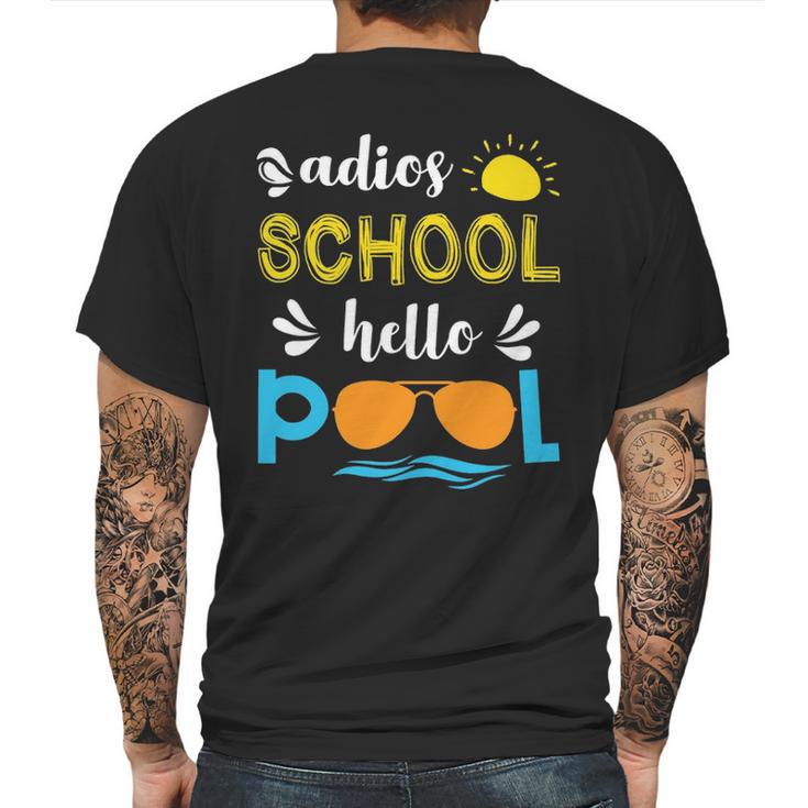 Adios School Hello Pool Mens Back Print T-shirt