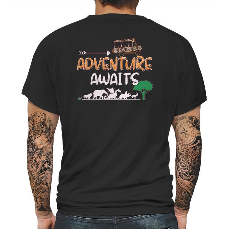 Adventure Awaits  Travel Into The Wild Animal Kingdom Safari Mens Back Print T-shirt