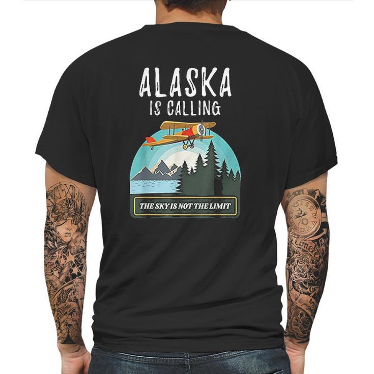 Alaska Mountain Retro Vintage Plane Bush Flying Mens Back Print T-shirt