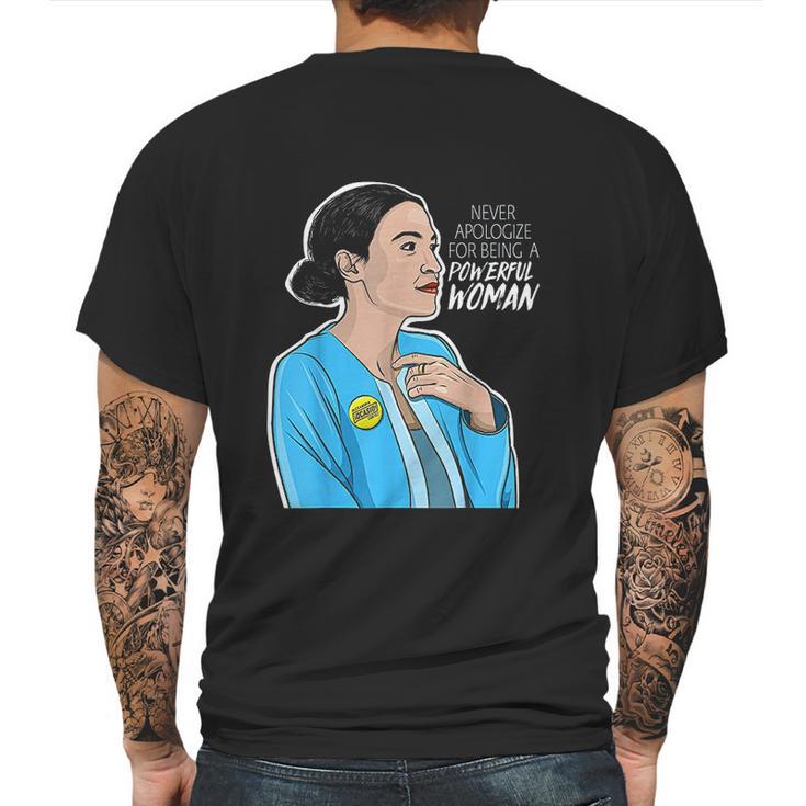 Alexandria Ocasio Cortez Powerful Woman Mens Back Print T-shirt