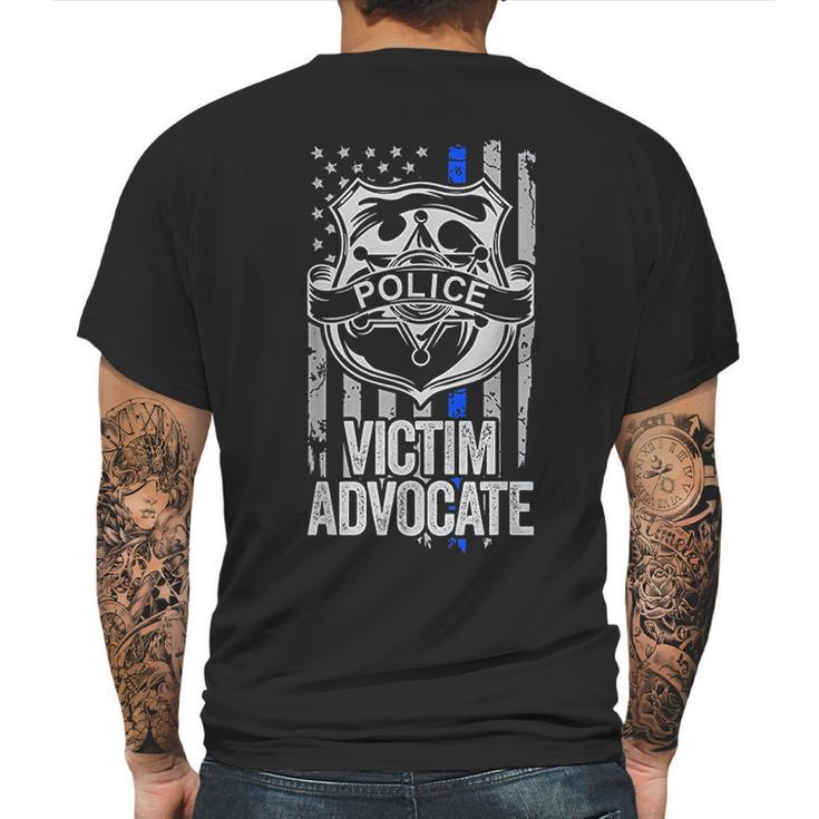 American Flag Blue Thin Line Apparel Advocate Police Mens Back Print T-shirt