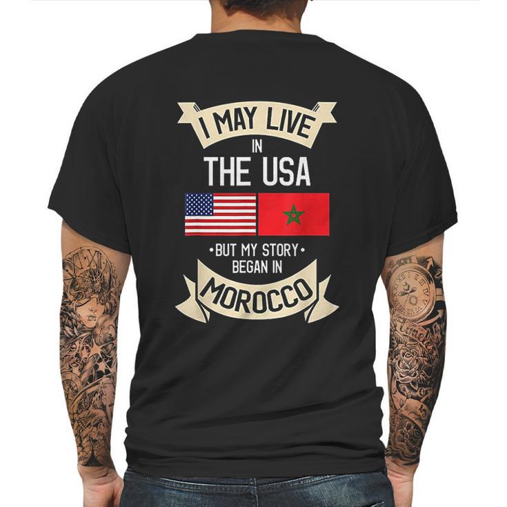 American Flag Morocco Moroccan Roots Gifts Mens Back Print T-shirt