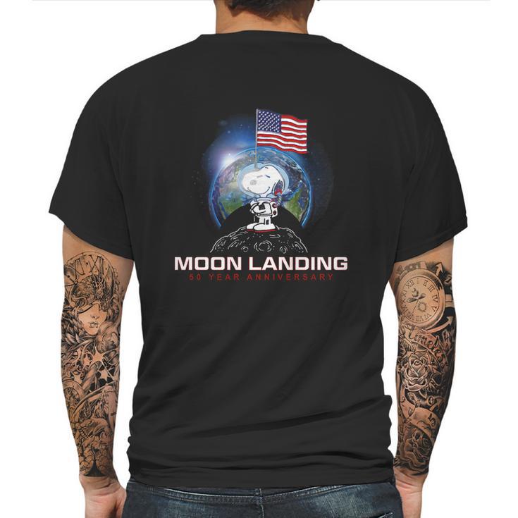 American Flag Snoopy Moon Landing 50 Year Anniversary Shirt Mens Back Print T-shirt